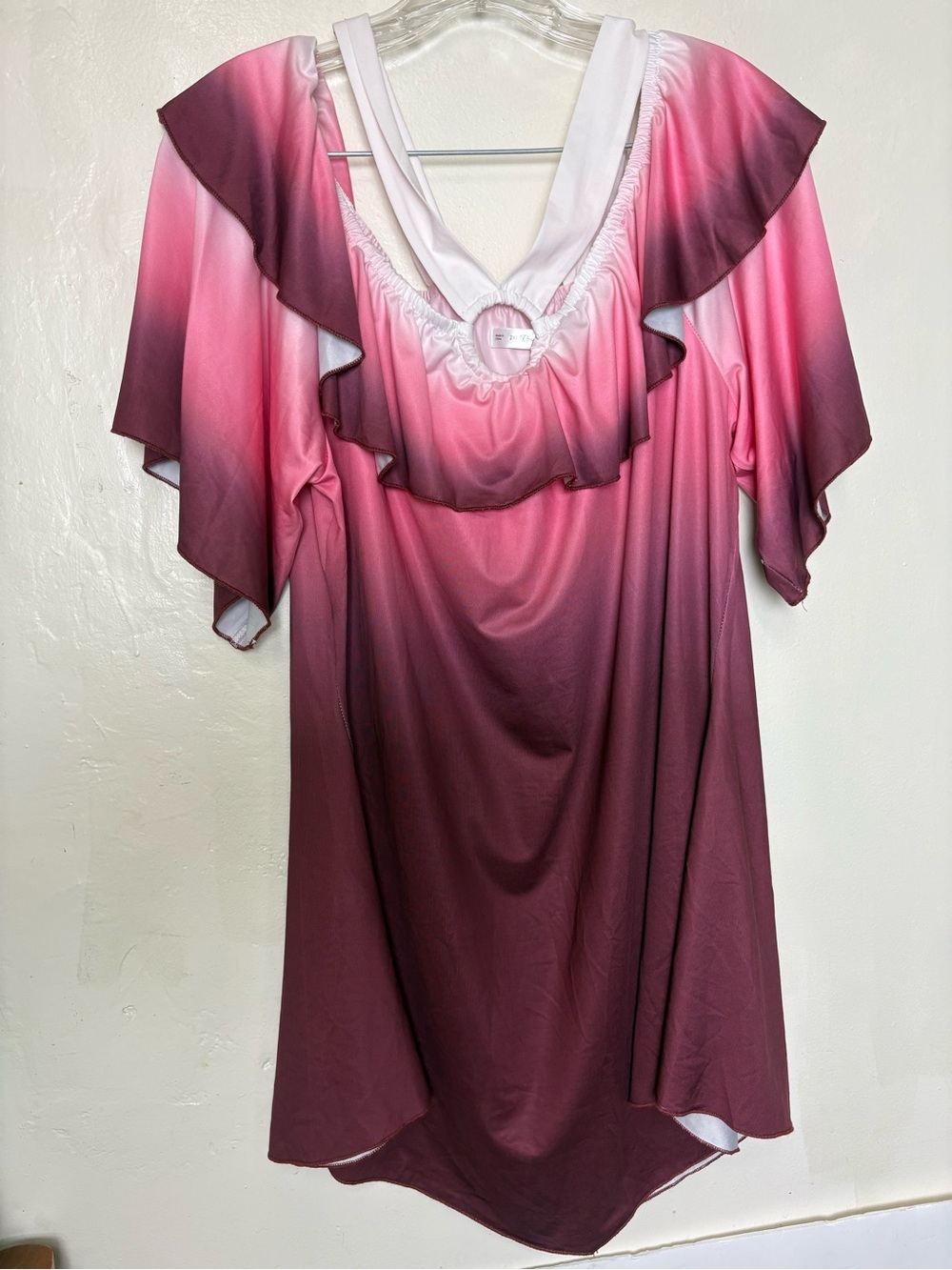 Rosegal Pink Ombre Ruffle Chemise Nightdress
